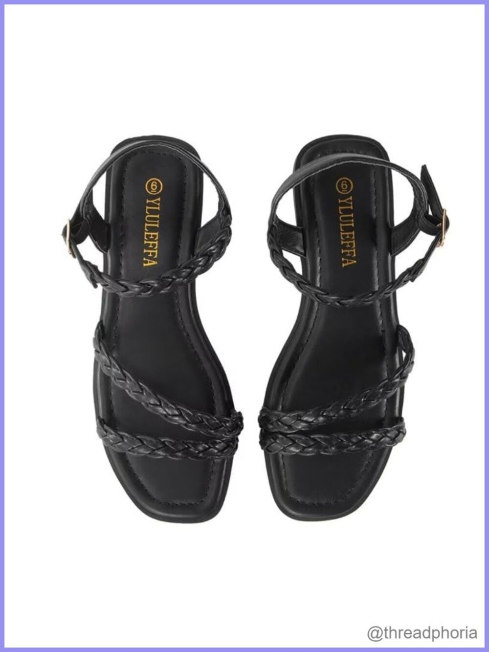Womens Braided Flat Sandals PU Leather Square Toe Ankle Strap Slingback